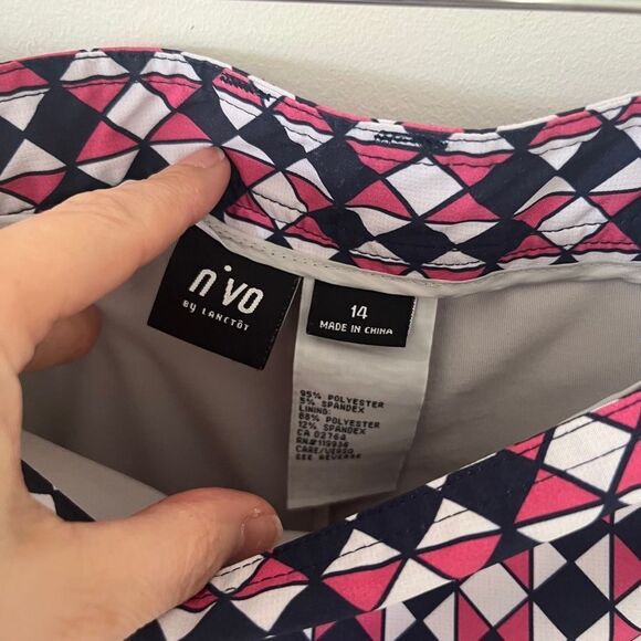 Nivo‎ by Lanctot Pink Navy Geometric Athletic Golf Skort Skirt - Picture 5 of 8